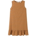 thumbnail image 2 of Femmes Robe Sans Manches Gilet à Pois Volants Robe Débardeur Col Rond Robe en Vrac, Kaki, L, 2 of 6