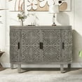 thumbnail image 2 of shunda K Accent Storage Cabinet Sideboard Wooden Cabinet with Antique Pattern Doors for Hallway, Entryway, Living Room, Antique Gray, 2 of 5