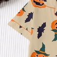 thumbnail image 5 of Elegyee Girl's Halloween Pajamas Pumpkin Short Sleeve Button Down Shirt Shorts Sleepwear, Khaki, Size 13-14, 5 of 8