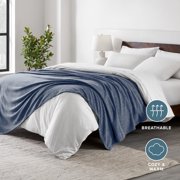 Bare Home Lightweight Polar Fleece Blanket Heather Blue Throw/Travel