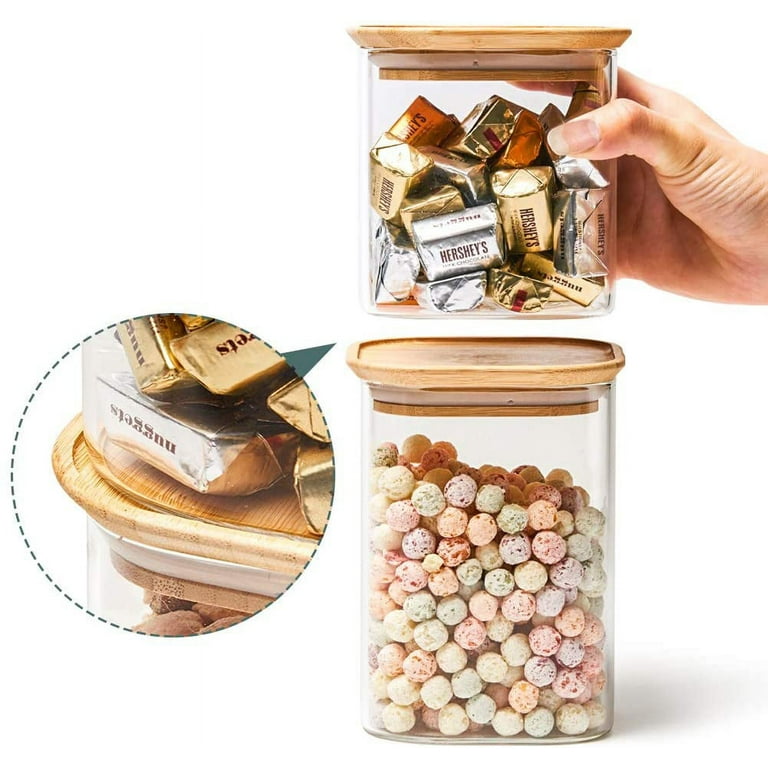 EZOWare Set of 4 Airtight Glass Jars, 46 Fl oz Storage Clear Canister  Container Set with Bamboo Lid for for Storing Candy, Cookie, Rice, Sugar,  Flour, Spices, Nuts, Coffee, Pasta 