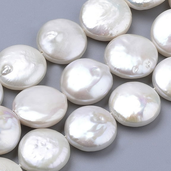 Natural Baroque Pearl Keshi Pearl Beads Strands Cultured Freshwater Pearl Flat Round Floral White Hole: 0.5mm 12~13x4~6mm