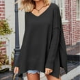 thumbnail image 2 of Off The Shoulder Sweatshirt Short Sleeve Cotton Tops for Women Fashion Casual Long Sleeve V Neck Solid Sweatshirts, 2 of 6