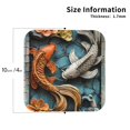 thumbnail image 2 of Honeii Colorful Koi Fish Art Print Leather Coaster Set of 4, Ideal for Safeguarding Your Furniture from Drinks Spills and Effortless Cleanup-Square, 2 of 6