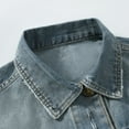 thumbnail image 6 of Handshe Men's Denim Vest, Solid Color with Notch Lapel Collar Sleeveless Button Front and Distressed Details, Casual Fashion for Daily Wear and Outdoor Activities, 6 of 8