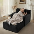 thumbnail image 4 of MAYEERTY Single Corduroy Chaise Lounge Sofa, Modern Couch with Spring Cushion for Apartment, 65*39*33"Black, 4 of 9