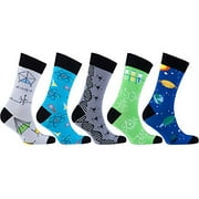 Socks n Socks - Men's 5-pairs Luxury Cotton Cool Funky Colorful Fashion Designer Fun Science Dress Socks with Gift Box