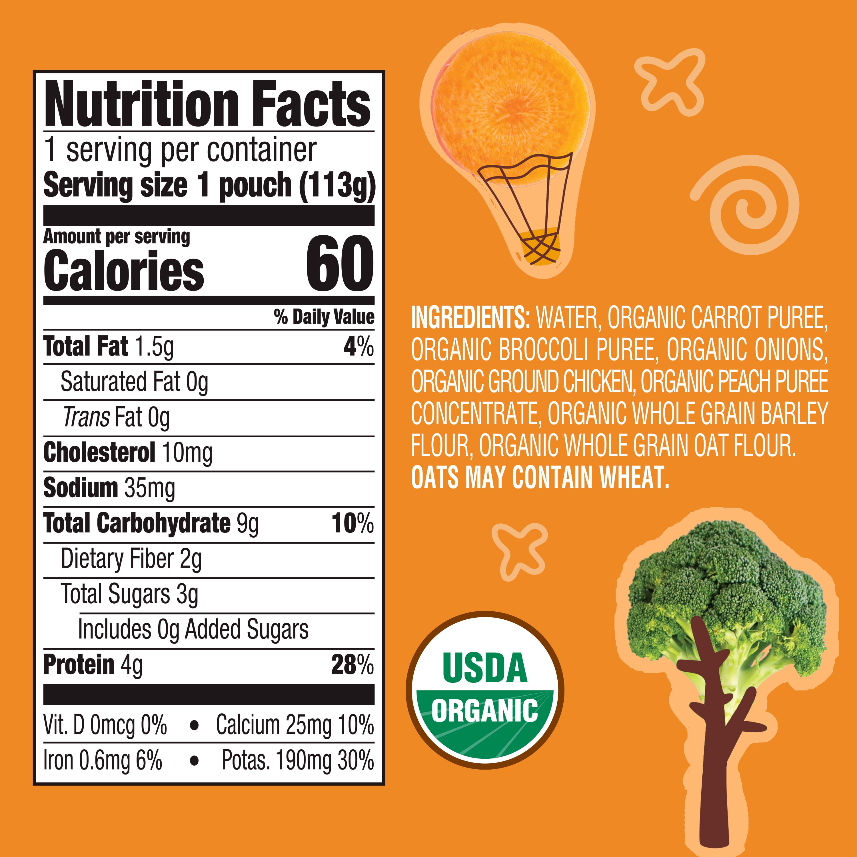 (3 pack) Earth's Best Organic Stage 3 Baby Food, Chicken Casserole Protein & Veggie Puree, 4 oz Pouch