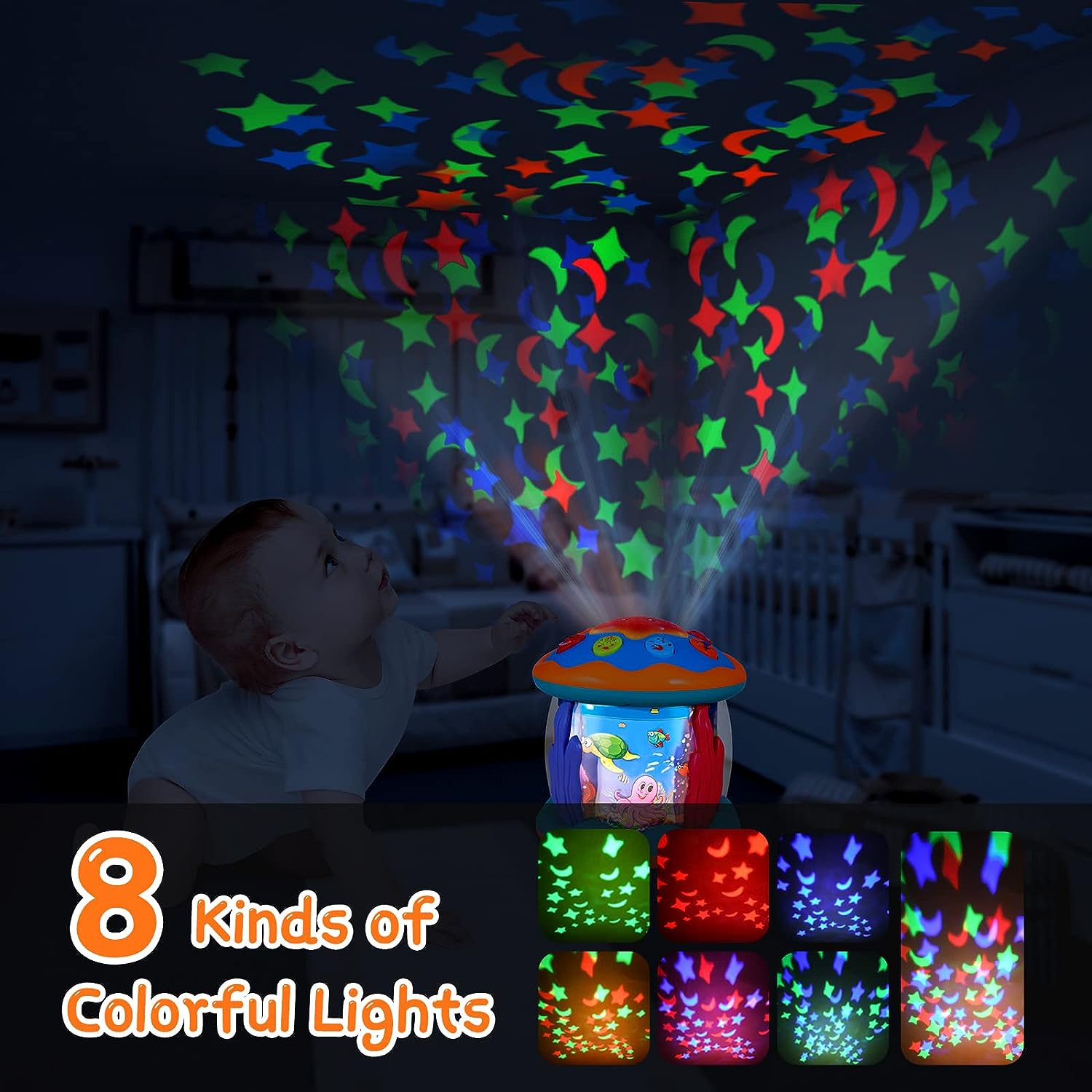 BEEPRINCESS Musical Ocean Rotating Star Light Projector photo 6
