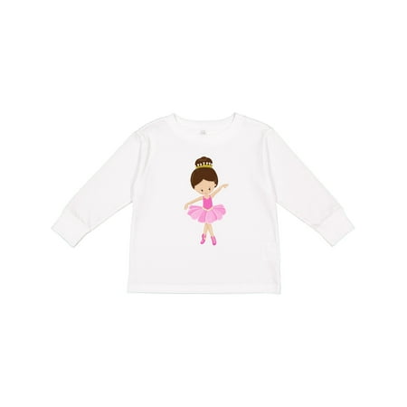 

Inktastic Ballerina Ballet Dancer Ballet Girl Brown Hair Gift Toddler Toddler Girl Long Sleeve T-Shirt