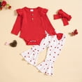 thumbnail image 2 of Taybagh Girls Outfits 1st Birthday Girl Outfit Button Knit Romper and Heart Pattern Cute Pants Beach Vacation Clothes Headband Sets, 2 of 9