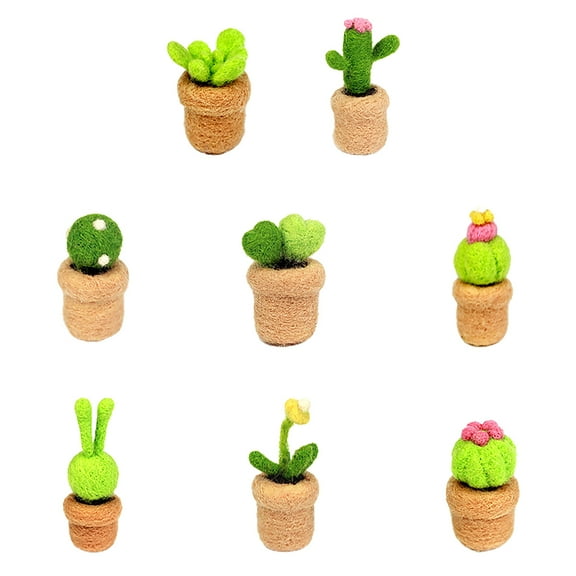 LOLIPPYY Needle Felting Kit with Assorted Color Wool for Cactus Crafts, , , 8 Pieces Decoration Set