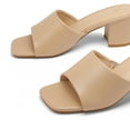 thumbnail image 4 of Pennysue Women's Block Heel Mule Sandals Beige Backless Slip On Sandals 11M, 4 of 5
