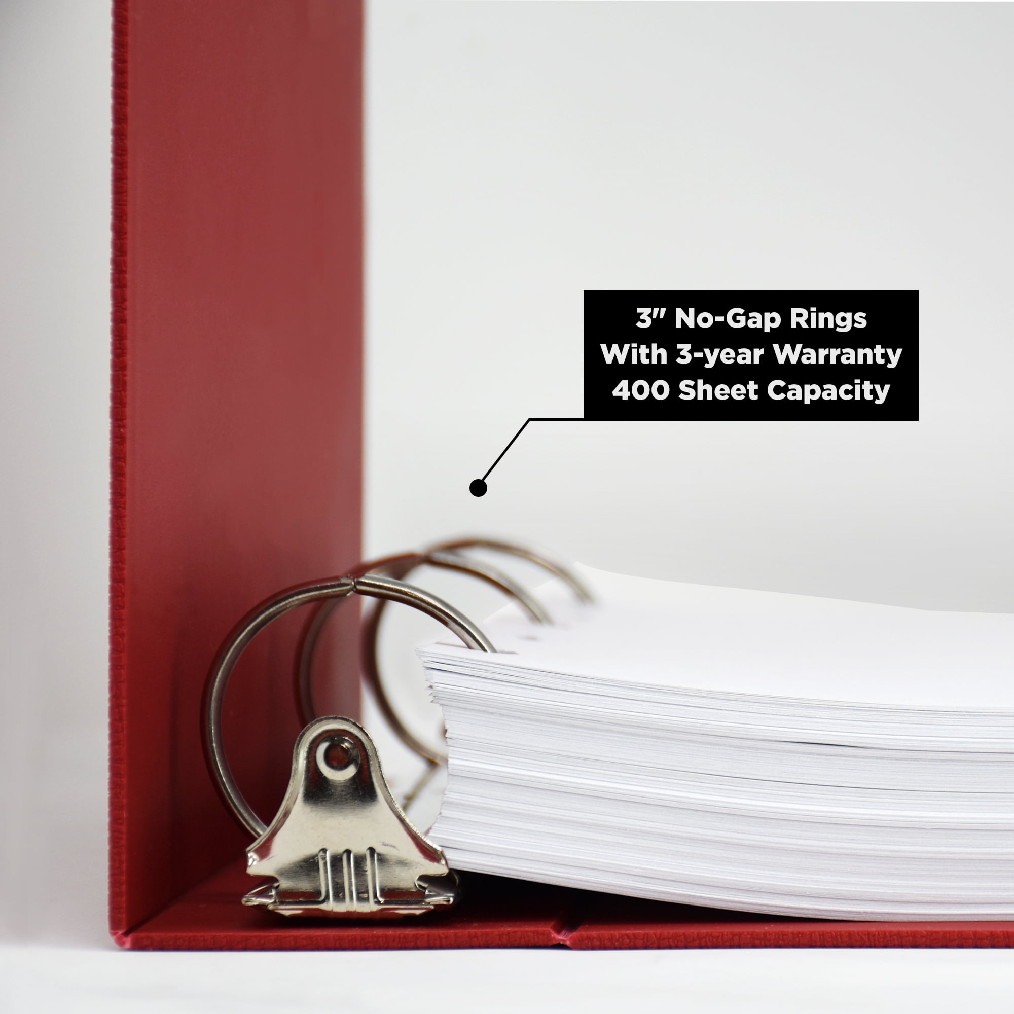 Carstens 3-Inch Heavy Duty 3-Ring Binder for Policy Manuals - Side Opening, Brick Red