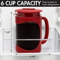 thumbnail image 4 of Primula Burke Deluxe Cold Brew Iced Coffee Maker, Comfort Grip Handle, Durable Glass Carafe, Removable Mesh Filter, Perfect 6 Cup Size, Dishwasher Safe, 1.6 Qt, Red, 4 of 10