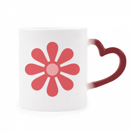 

Dark Red Flower Symmertry Simple Heat Sensitive Mug Red Color Changing Stoneware Cup