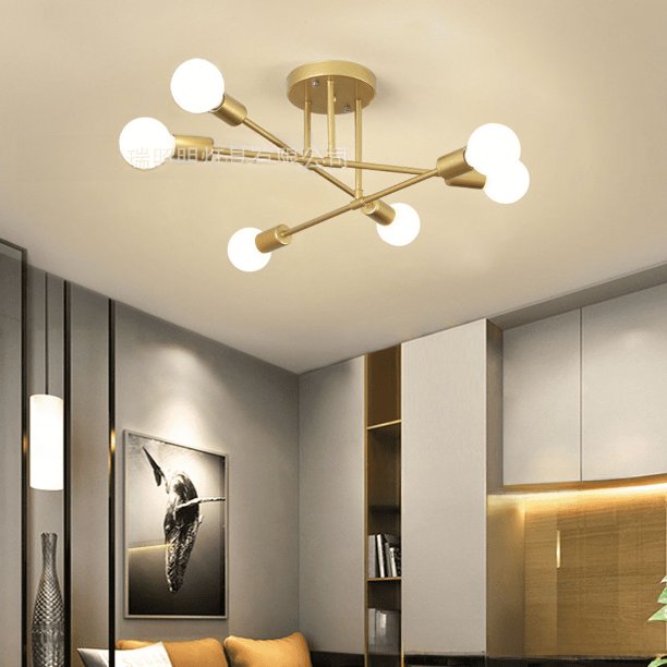 Lámpara de techo nórdica para dormitorio, sala de estar, comedor, estudio, industrial, simple, de hierro, con múltiples cabezales, iluminación colgante
