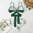 thumbnail image 3 of Women's Plus Size One Piece Swimsuits Bathing Suits for Women Sexy Halter Plunge Neck Swimsuit Lace Up Swimwear XL-4XL - Green, 3 of 5