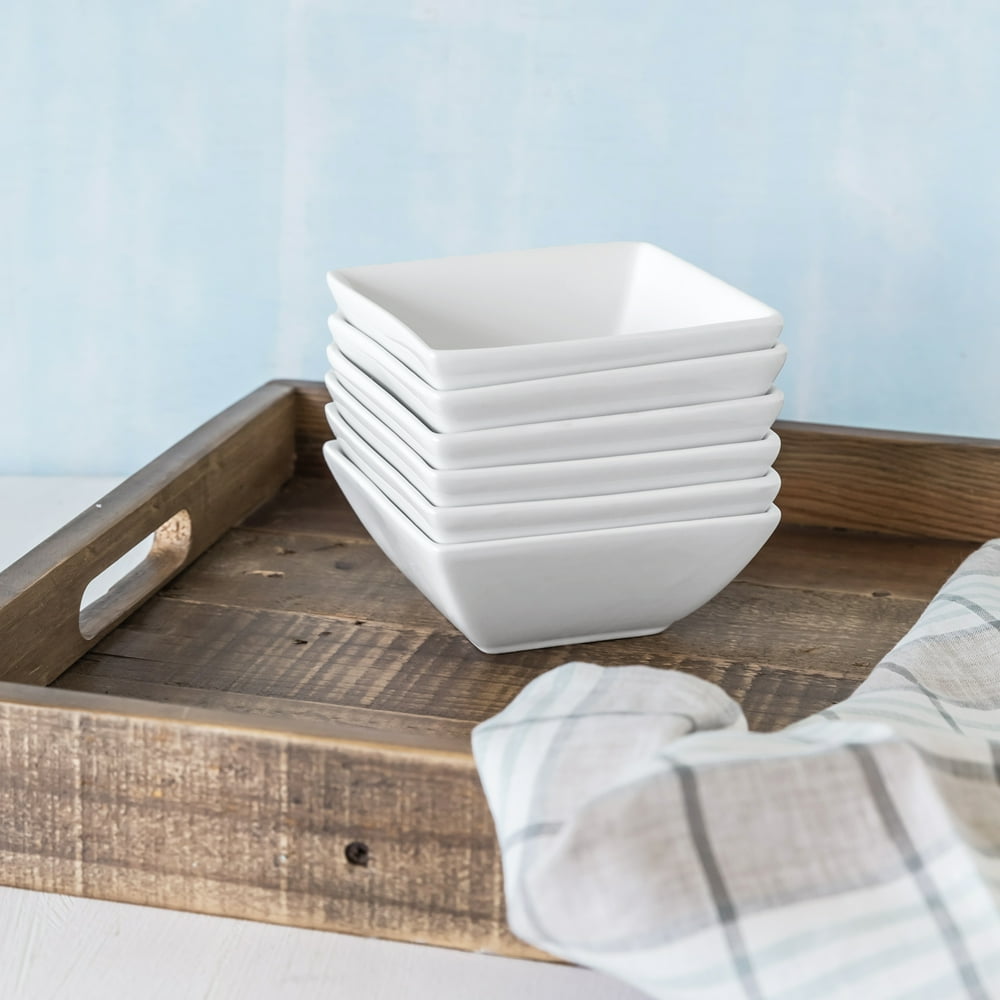 Better Homes & Gardens 5" Square Appetizer Bowls, White, Set of 6