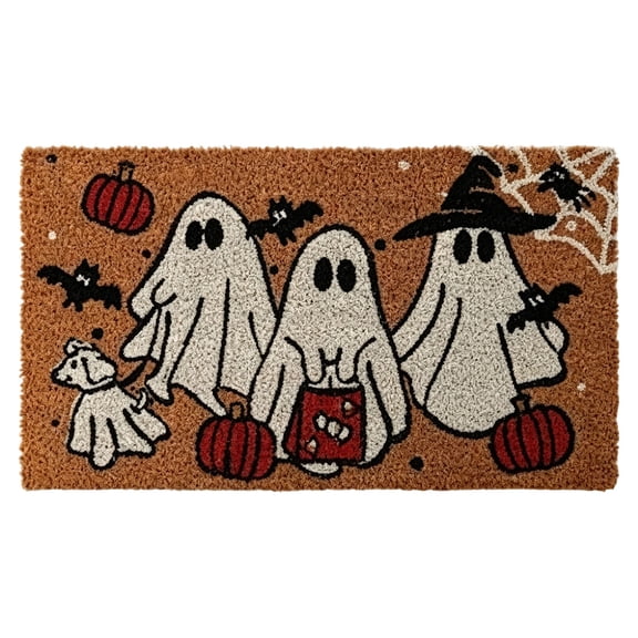 Halloween Ghost Coir Doormat 35.5x23.6 Inch Outdoor Front Door Mat With Pumpkin Dog Fall Welcome Rug For Home Porch Halloween
