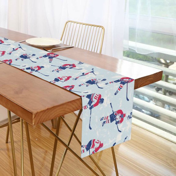 Yayeee Table Runner 70 inches Long Home Kitchen Dinning Party Decoration, Blue Ice Hockey