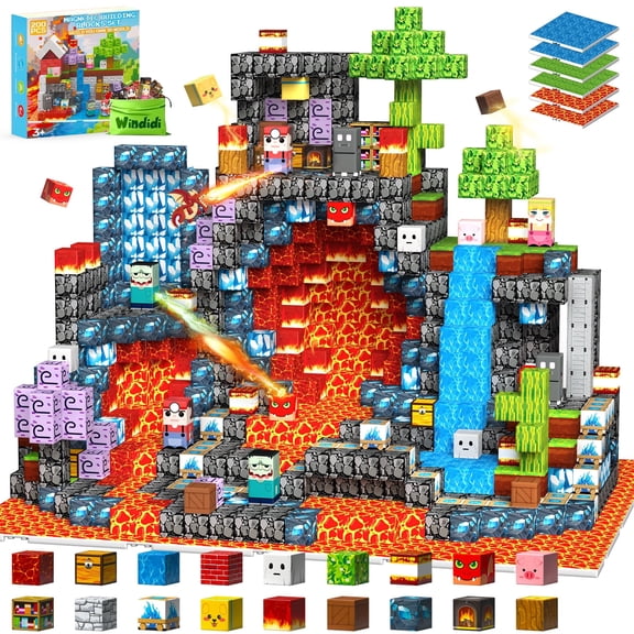 Magnetic Building Blocks for Kids, 200PCS Magnetic Blocks Magnet Cube Toys,STEM Montessori Sensory Toys for 3 4 5 6 7 Year Old Boys Girls Gifts
