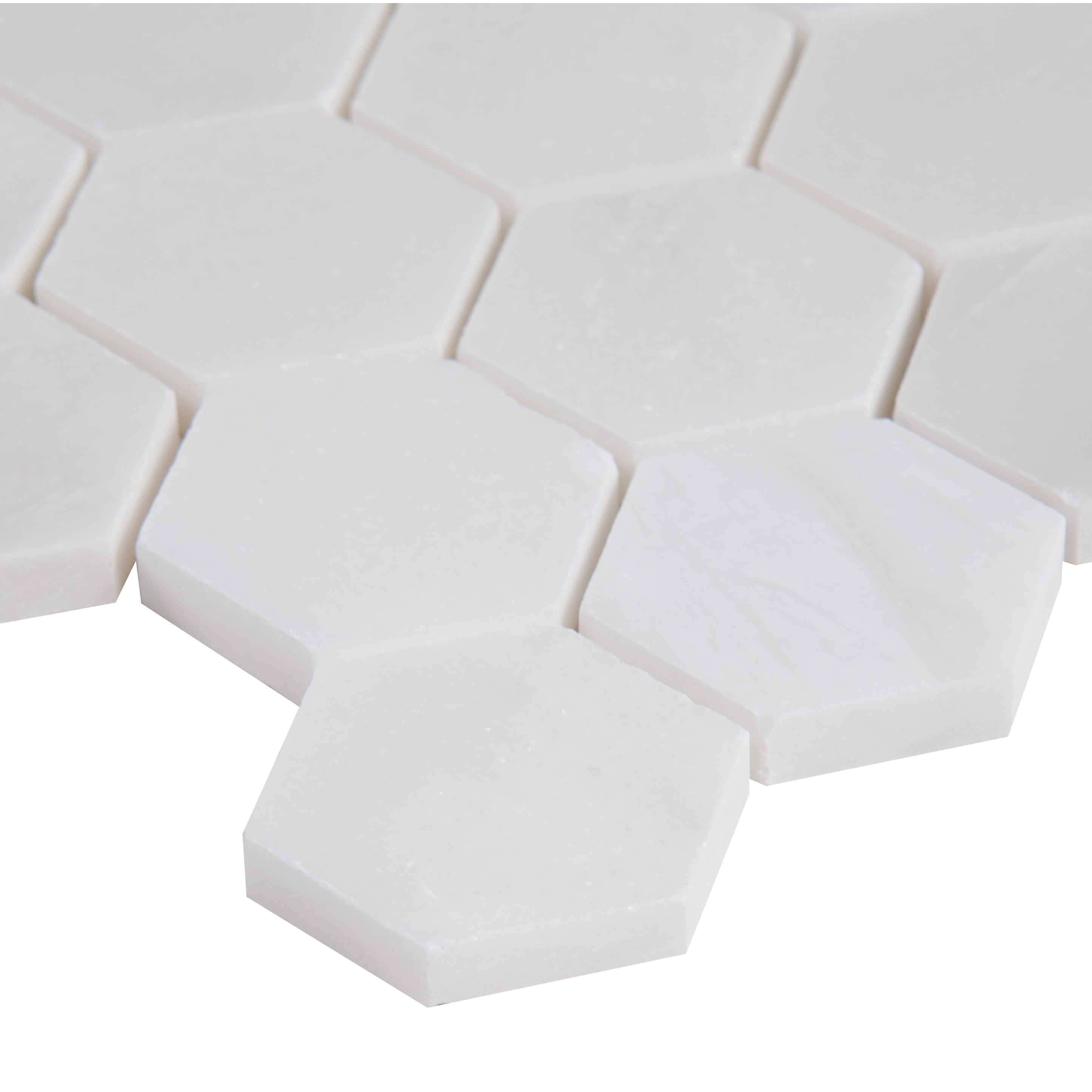 Greecian White Hexagon 12 in. x 11.75 in. x 10mm Polished Marble Mesh-Mounted Mosaic Tile (9.8 sq. ft. / case)