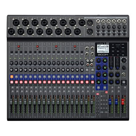Zoom 6 Customizable Outputs LiveTrak L-20 Digital Mixer & Multitrack Recorders, 21.50 x 17.80 x 5.70