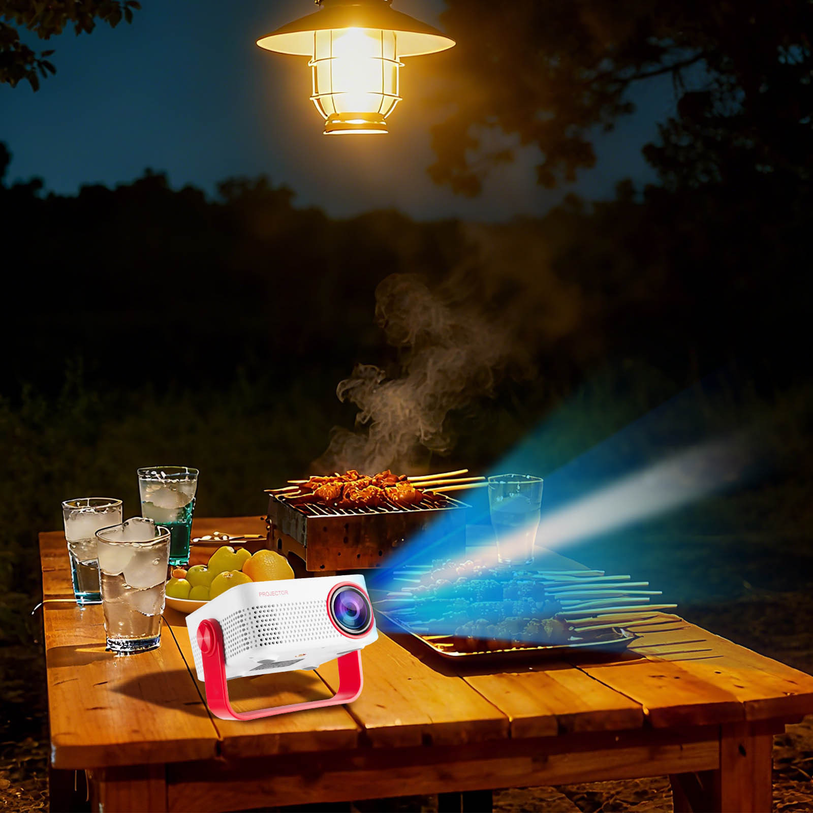 COM1950s Portable Projector,1080P Home Theater Projector with Bluetooth,Auto Focus,200 Inch Display,Compatible with Tv Stick,Smartphones,Hdmi and Usb for Indoor and Outdoor Use