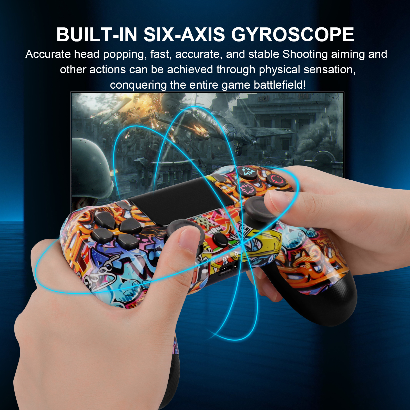 Wireless Controller for PS4, Remote Control Compatible with Playstation 4/PS4 Slim/PS4 Pro/PC (Graffiti)