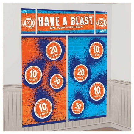 Amscan Nerf Scene Setters Wall Decorating Kit, Multisize, Multicolor