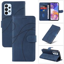 Dteck for Samsung Galaxy A23 Wallet Case, Premium PU Leather Flip Folio Card Holders Kickstand Book Folding Case with Detachable Wrist Strap Shockproof Protective Cover, darkblue