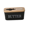 thumbnail image 4 of deevoka Ceramic Butter Dish Reusable Practical Multiuse with Cover Cheese Butter Storage Black Butter, 4 of 9