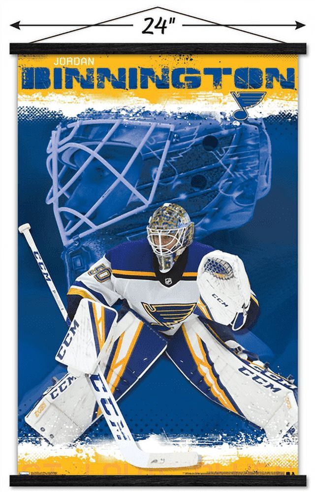 NHL St. Louis Blues - Jordan Binnington 19 Wall Poster with Magnetic Frame, 22.375" x 34"