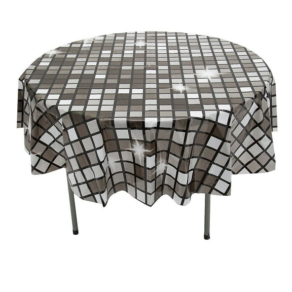 Fun Express 76" diam. Disco Ball Round Disposable Plastic Tablecloth