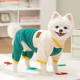 thumbnail image 6 of Pet Jumpsuit Cartoon Bear Pattern Four-Legged Warm Dog Clothes for Small Medium Dogs Color Block Winter Puppy Onesie Soft Breathable Pet Apparel Outfit Green M, 6 of 9