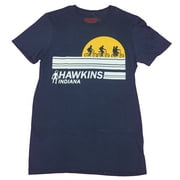 Stranger Things Mens T-Shirt- Moonlit Bike Ride Hawkins Indiana Stripe