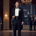 thumbnail image 4 of Men's Bow Tie & Cummerbund And Pocket Hankie Set Classic Bow Tie Cummerbunds Tuxedo Handkerchief 3 in 1 Set For Parties Weddings Proms, 4 of 7