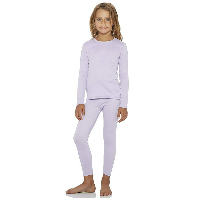 Rocky Girls Thermal Underwear Top & Bottom Set Long Johns for Kids,  Lavender XS 