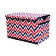thumbnail image 2 of Bacati - MixNMatch Navy/Green Zigzag Cotton Percale Fabric Covered Storage Toy Chest 24.5" x 15" x 14", 2 of 5