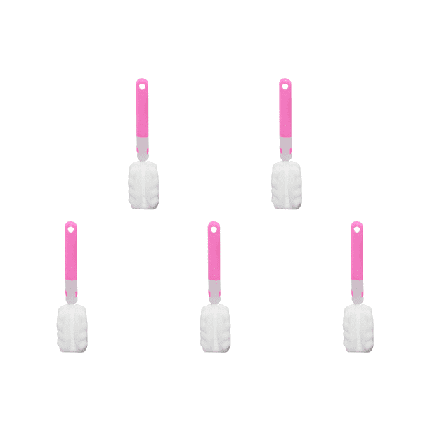 Cepillo Limpieza Botellas Desmontable Suave para Copas Vino Tazas () Rosa