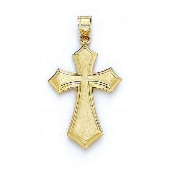 14k Yellow Gold Large Stone Finish Cross Pendant - 2.2 Grams