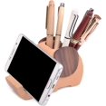 thumbnail image 3 of Soporte de lápiz de madera para taza de bolígrafo compatible con organizador de escritorio con soporte para teléfono móvil Afortunado Sencillez, 3 of 4