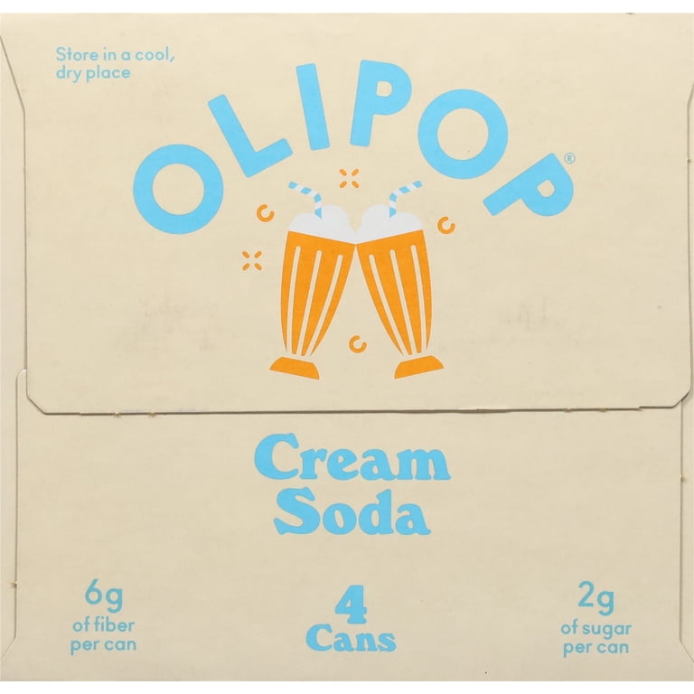 6 pack) OLIPOP Prebiotic Soda, Cream Soda, 12 fl oz, 4 Pack