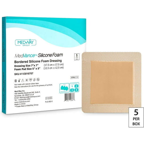 MedVanceTM Silicone Bordered Silicone Adhesive Foam Dressing Size 7"x