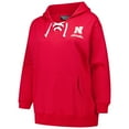thumbnail image 2 of Women's Fanatics Scarlet Nebraska Huskers Plus Size Scripy Lace-Up V-Neck Hoodie, 2 of 3