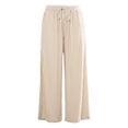 thumbnail image 4 of UAMVSH Women's Striped Casual Pants Comfy Elastic Waist Wide Leg Pants Fashion Loose Drawstring Lounge Trousers with Pockets, 4 of 7