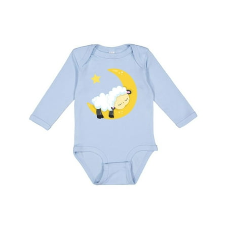 

Inktastic Cute Sheep Sleeping Sheep Moon Stars Sleepy Gift Baby Boy or Baby Girl Long Sleeve Bodysuit