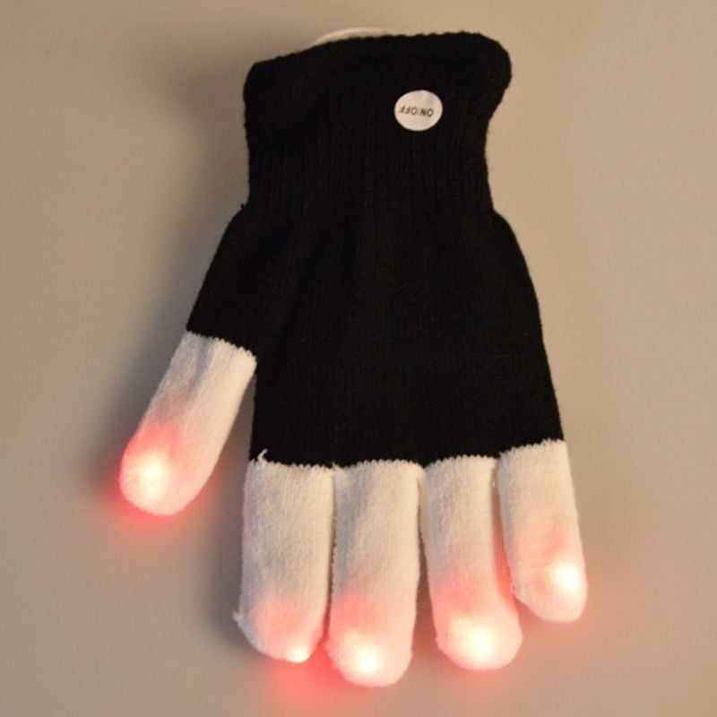 Gants Lumineux LED à Bout Des Doigts Noirs - Pour Fêtes, Clubs, Concerts - Couleurs Changeantes Et Modes Clignotants - 4