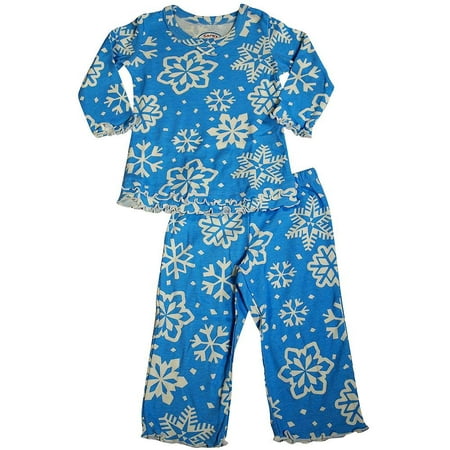- Saras Prints Girls 2 Piece Long Sleeve Sleepwear Pajama Set - Flame Resistant, 20009 blue snowflakes / 5